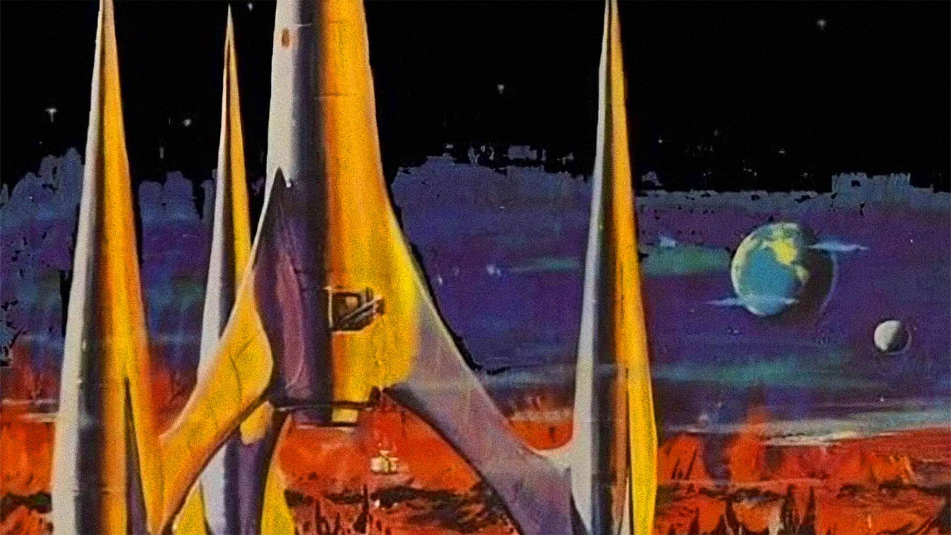 First Spaceship on Venus Background