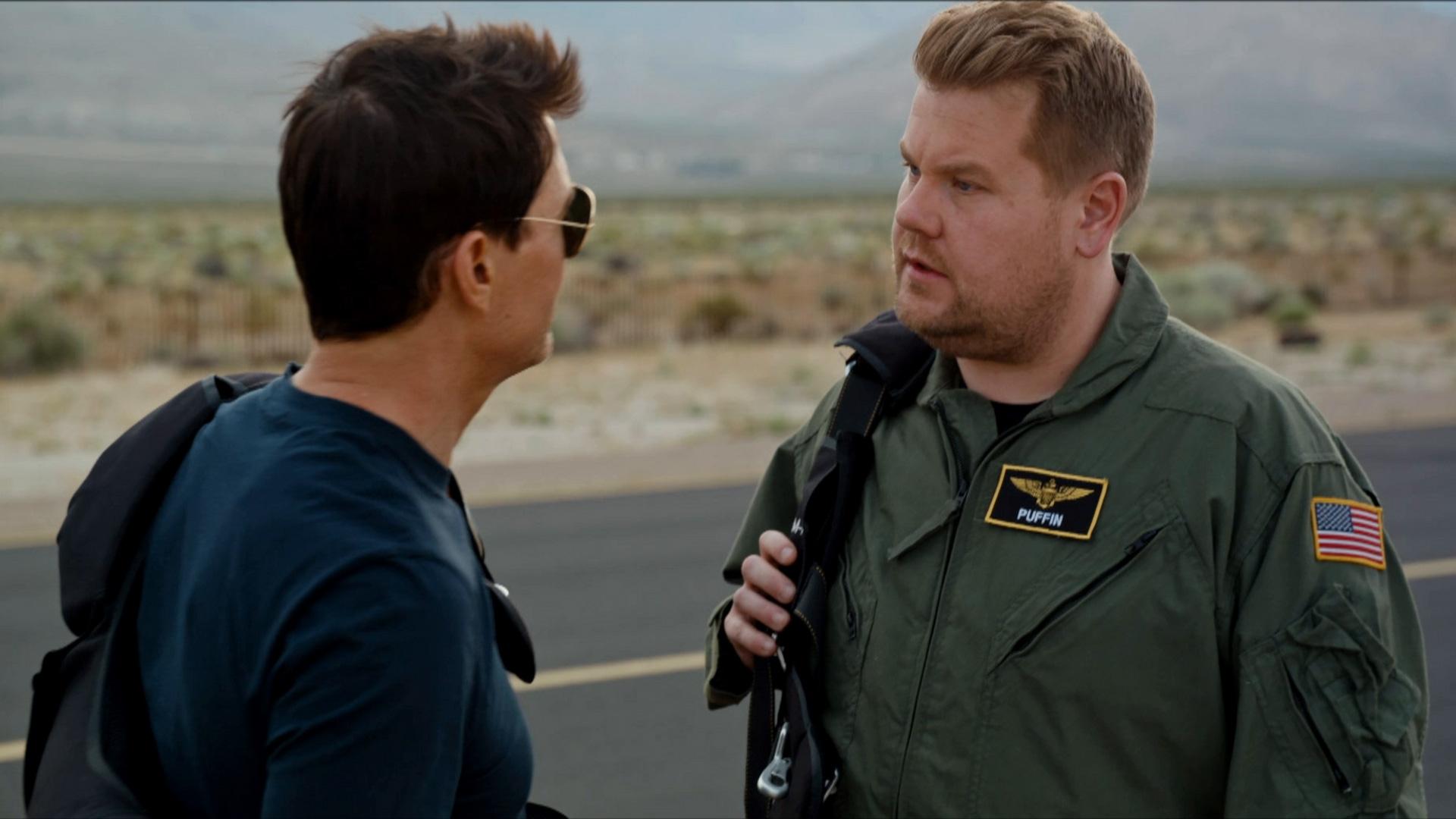 James Corden's Top Gun Training with Tom Cruise Background