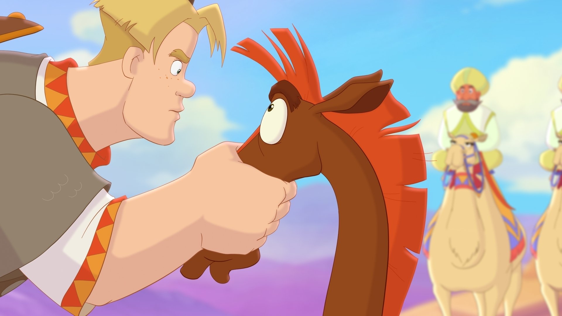 Horse Julius and Big Horse Racing Background