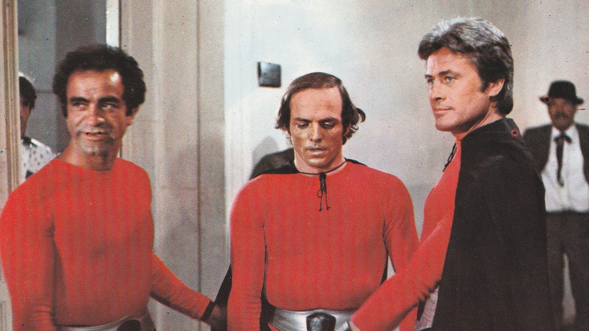 3 Supermen Against Godfather Background