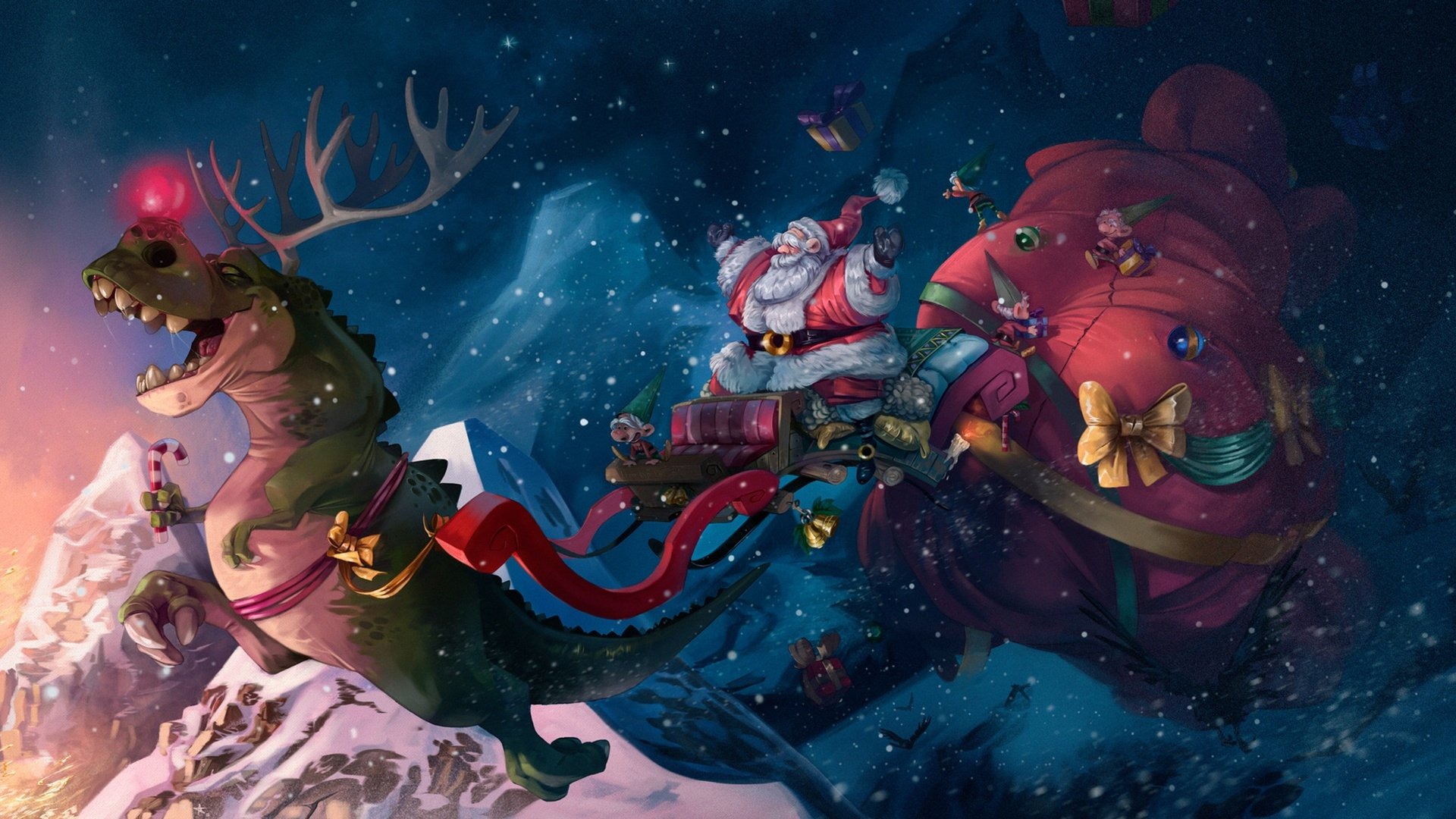 The Christmas Dinosaur Background