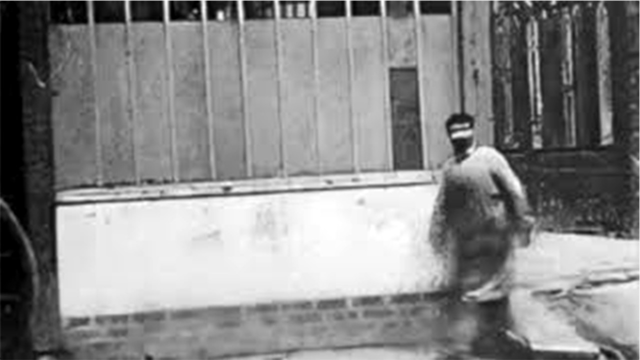 Man Walking Around a Corner Background